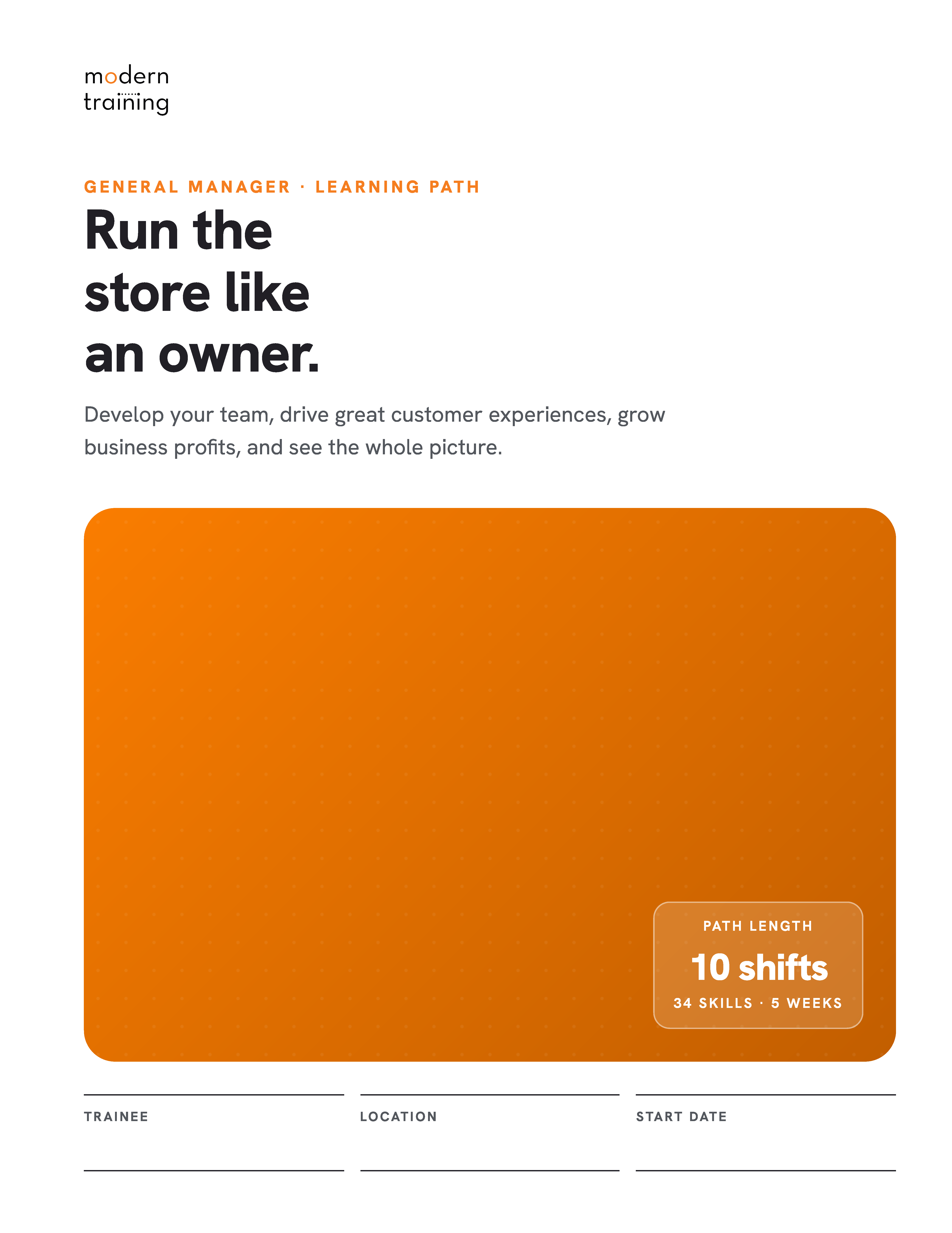 Sample MIT Workbook cover: Run the store like an owner